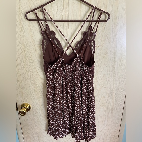 Francesca’s Cadie Bralette Floral Mini Dress Trixxe Brown Sz Medium - Picture 5 of 12